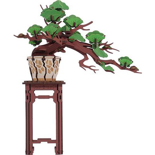 Robotime, DIY 3D Houten Modelbouwpakket, Evergreen Pine Bonsai, TG510, 20x10,5x23cm