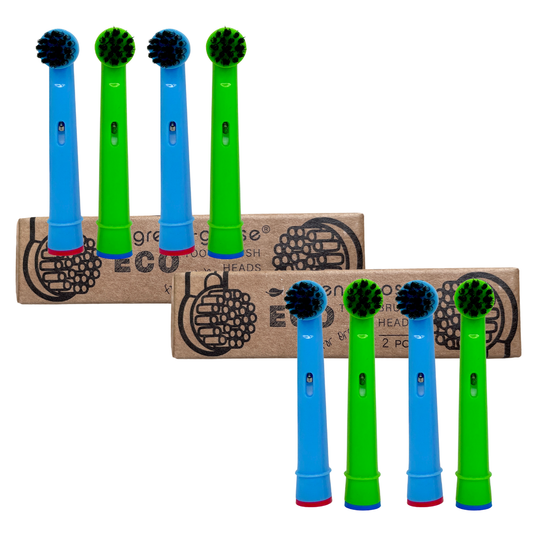green-goose Oral B Houtskool Opzetborstels | 2x4 Stuks | Kids
