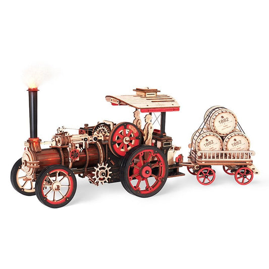 Robotime, 3D DIY Houten Modelbouwpakket Steam Engine, LKA01, 32x6x23,5cm