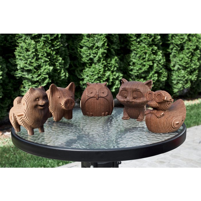 Eco Wood Art (EWA) 3D Houten Bouwset Spaarpot Varkentje/Pig, 3779, 16,3x10,4x13,9cm