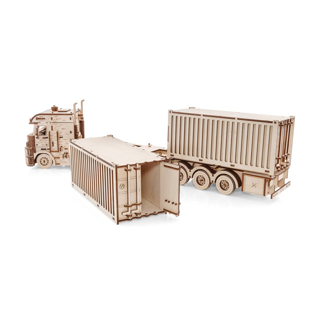 Eco Wood Art (EWA) 3D Houten Puzzel Container-Semitrailer for Truck “Road King”, 3724, 52,3x10,8x16,9cm