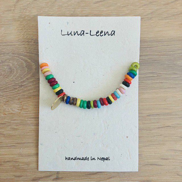 Luna-Leena armband - gerecyclede kralen -  Multicolored - Handgemaakt in Nepal