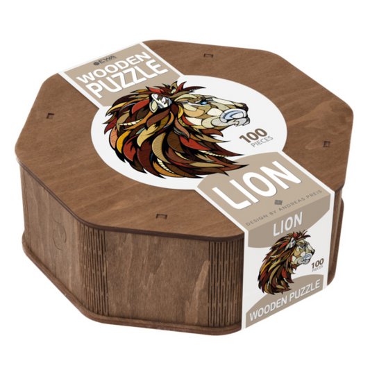 Eco Wood Art Houten Legpuzzel, Leeuw/ Lion, houten doos