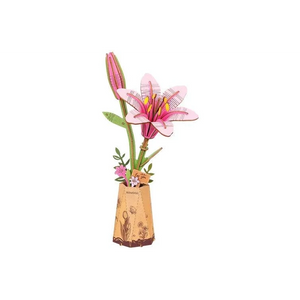 Robotime, DIY Houten Bloem Pink Lily, Roze Lelie, TW071,