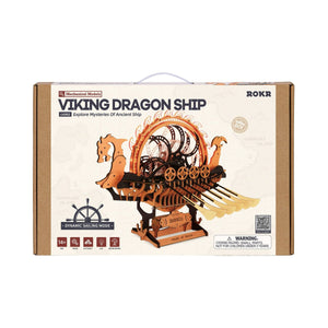 Robotime, DIY Houten Puzzel Dragon Viking Ship, Mechanical Model, LK802, 36,7x46x46.5cm