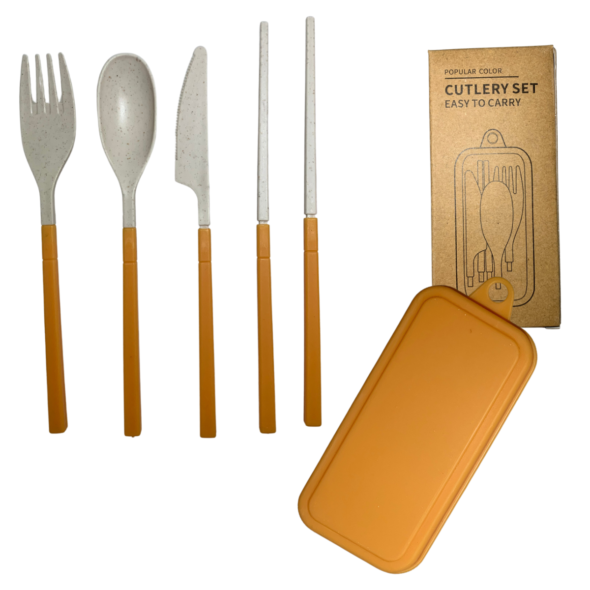 green-goose Bio-based Bestekset Opvouwbaar - Oranje - 4 Sets