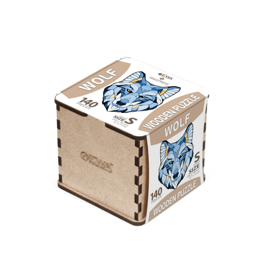 Eco Wood Art (EWA) Houten Legpuzzel Wolf, Size S, Houten Doos