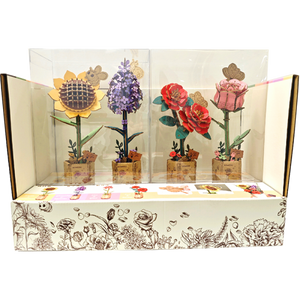 Robotime, DIY Houten Bloem Pink Rose, Roze Roos, TW041, 8,5x6,5x21cm