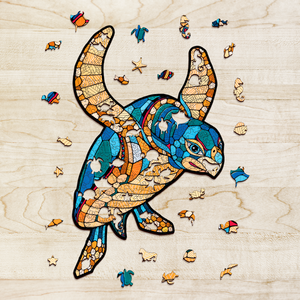 Eco Wood Art (EWA) Houten Legpuzzel Schildpad/ Turtle Size M
