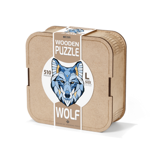 Eco Wood Art (EWA) Houten Legpuzzel Wolf, Size L, Houten Doos