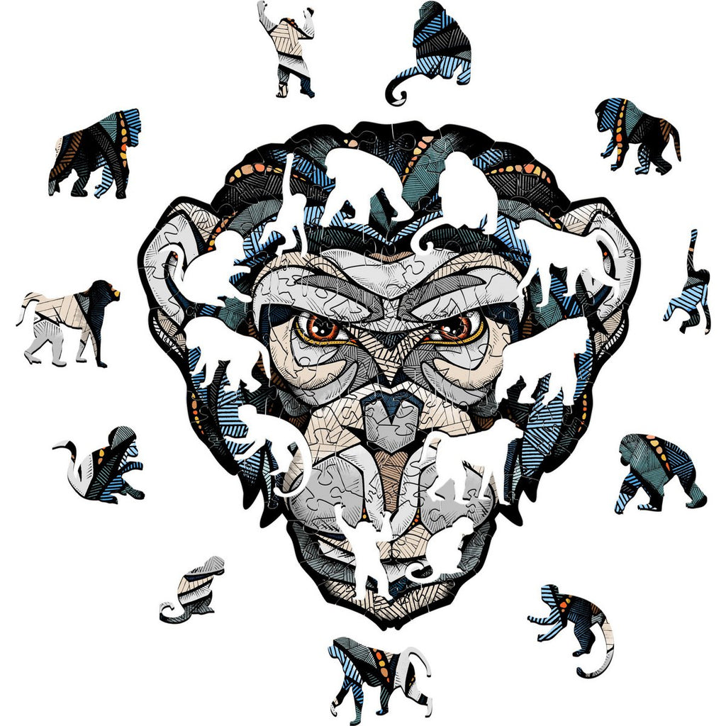 Eco Wood Art (EWA) Houten Legpuzzel Chimpansee/Chimp, Size L