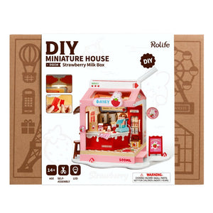 Robotime, DIY Huisje Strawberry Milk House , DS034, 15,5x11,6x18,3cm