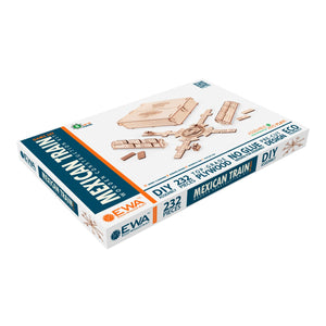 Eco Wood Art (EWA) 3D Houten Meganische Puzzel, Dominospelvariant Mexican Train