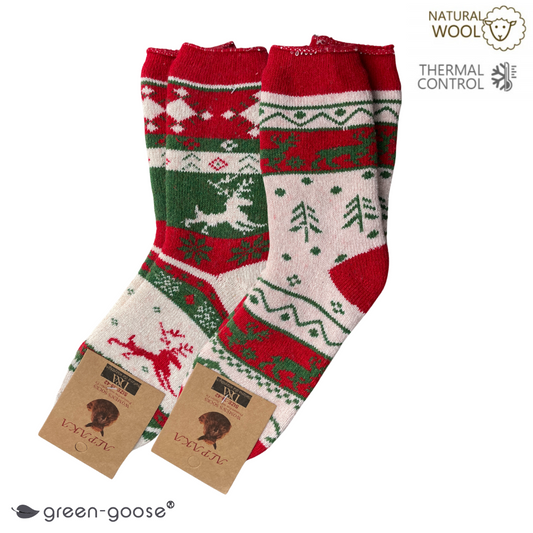 green-goose Alpaca Damessokken - 2 Paar - Kerst - Licht