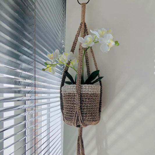 Luna-Leena plantenhanger - Macrame jute & zilver - Handgemaakt in Nepal