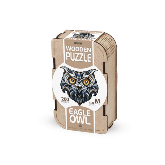 Eco Wood Art (EWA) ,Houten Legpuzzel Eagle-Owl, Size M, Houten Doos