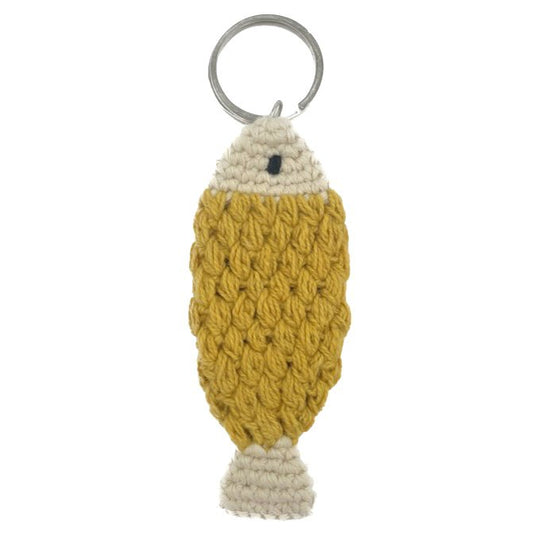 Luna-Leena Keychain Fish - Bag Charm - Geel - Organisch katoen - Handhaak in Nepal - Baghanger