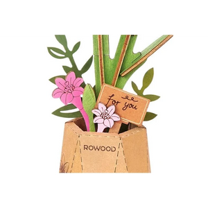 Robotime, DIY Houten Bloem Pink Lily, Roze Lelie, TW071,
