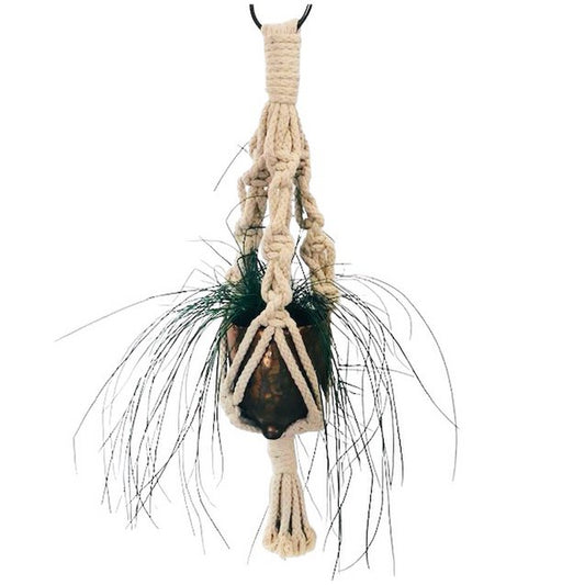 Luna-Leena plantenhanger mini macramé gebroken wit - Katoen - Handgemaakt in Nepal