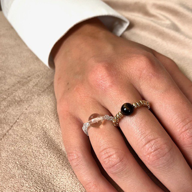 Luna -Leena ring gerecycled transparant - Handgemaakt in Nepal