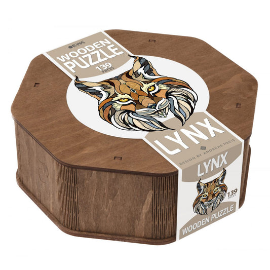 Eco Wood Art (EWA) Houten Legpuzzel Lynx, houten doos