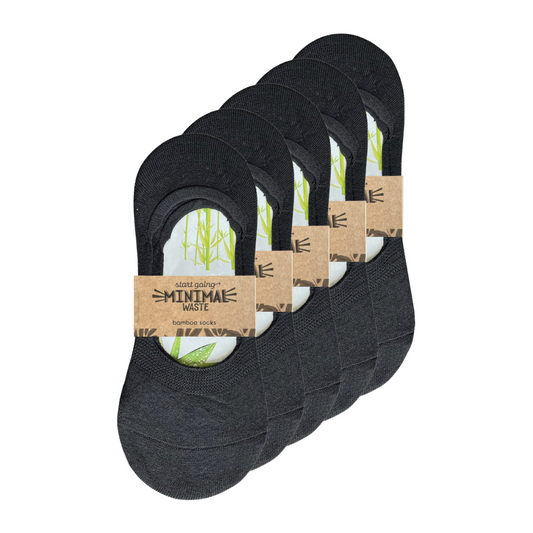 green-goose Bamboe Dames Footies - 5 paar - 85% Bamboe - Zwart - Maat 35-39