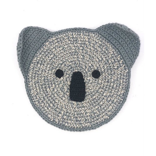 Luna-Leena koala plat knuffeldoekje met geluid - Blauwgrijs - Handgehaakt in Nepal