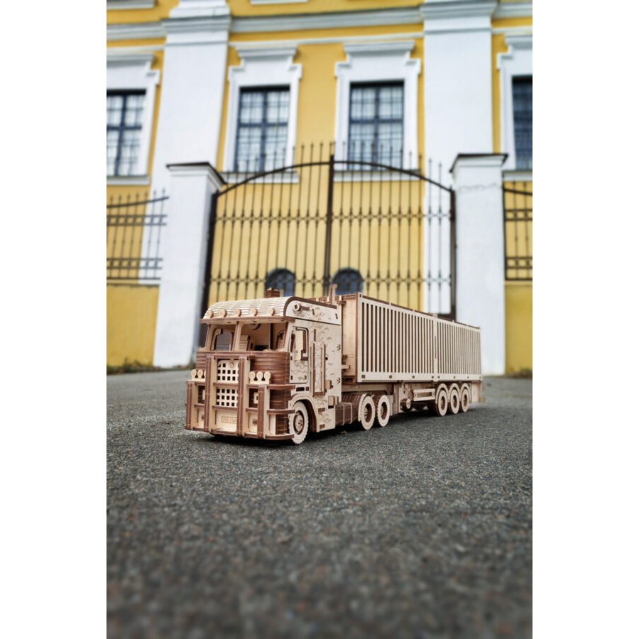 Eco Wood Art (EWA) 3D Houten Puzzel Container-Semitrailer for Truck “Road King”, 3724, 52,3x10,8x16,9cm