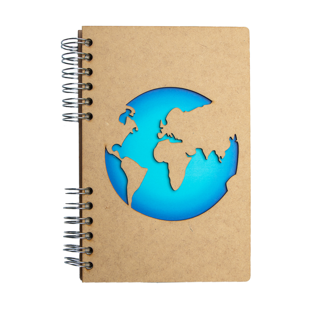 Duurzaam Houten Notitieboek – KOMONI – Wereld – Gerecycled papier – Navulbaar – WER
