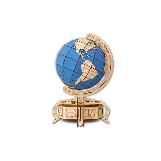 Eco Wood Art (EWA) 3D Mechanische Puzzel Globe Blauw