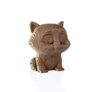 Eco Wood Art (EWA) 3D Houten Bouwset Spaarpot Kat/Cat, 3793, 13,6x12,7x14,1cm