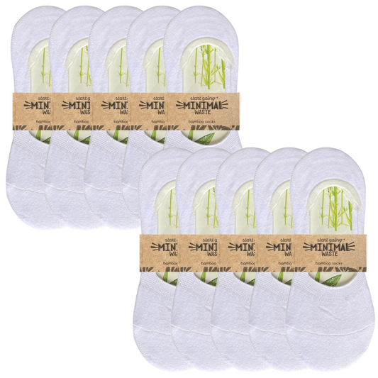 green-goose Bamboe Dames Footies - 10 paar - 85% Bamboe - Wit - Maat 35-39