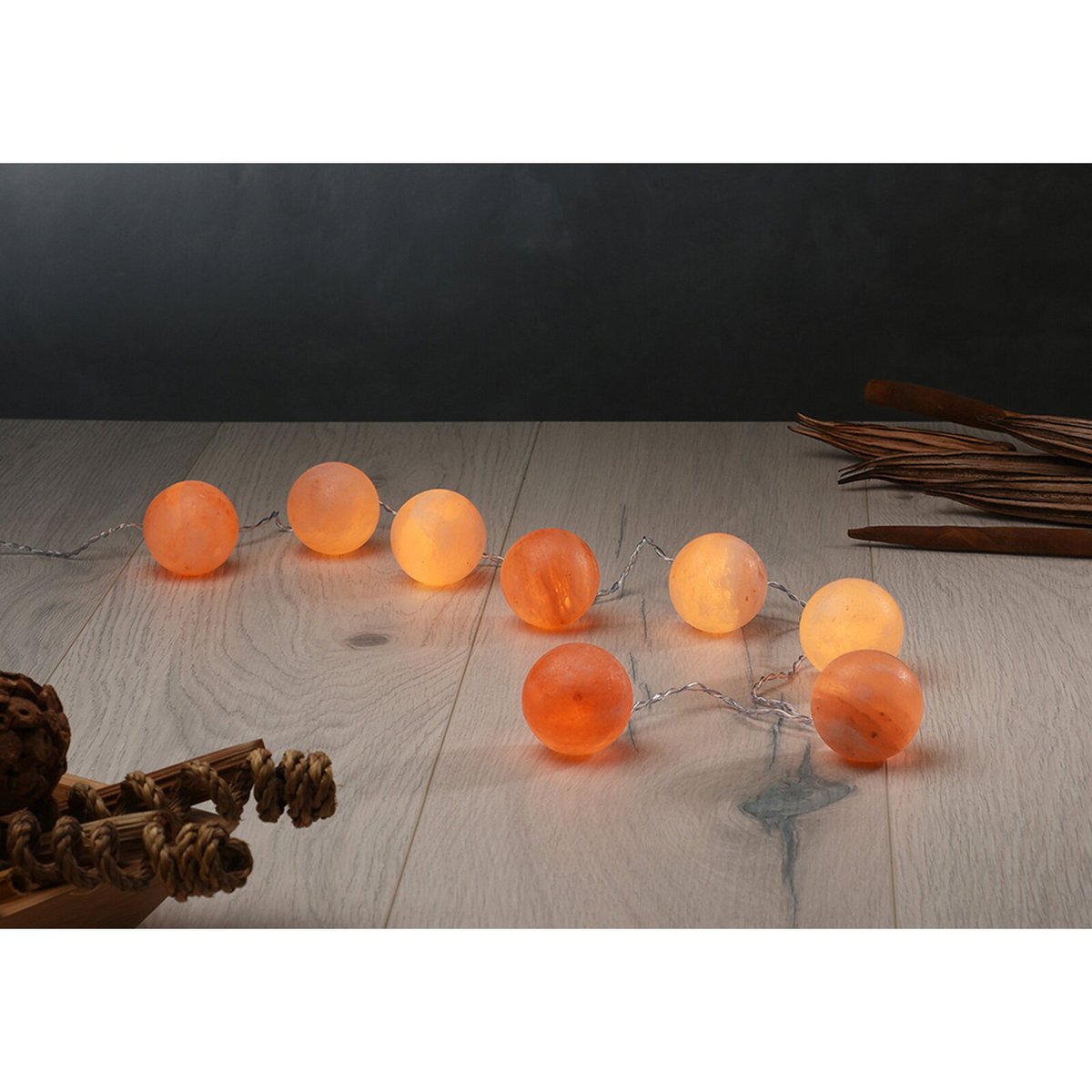 Himalaya Salt Dreams, Zoutbrokken Lichtsnoer op Batterij, 8 stuks