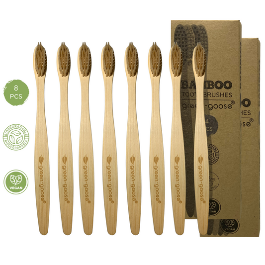 green-goose Bamboe Tandenborstels | 8 Stuks | Medium