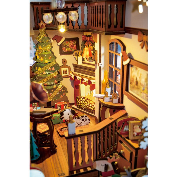 DIY Book Nook Boekensteun Christmas Indoor Scene, Robotime, TGC07, 21,8x13,6x24,7 cm