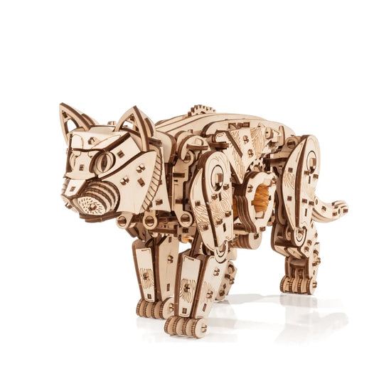 Eco Wood Art (EWA) 3D Houten Puzzel Mechanische Wilde Kat/ Wild Cat