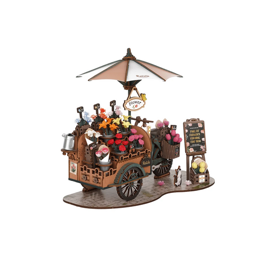 Robotime, DIY 3D Houten Modelbouwpakket, Blossom Cart, TGS03, 24,2x16,3x21cm