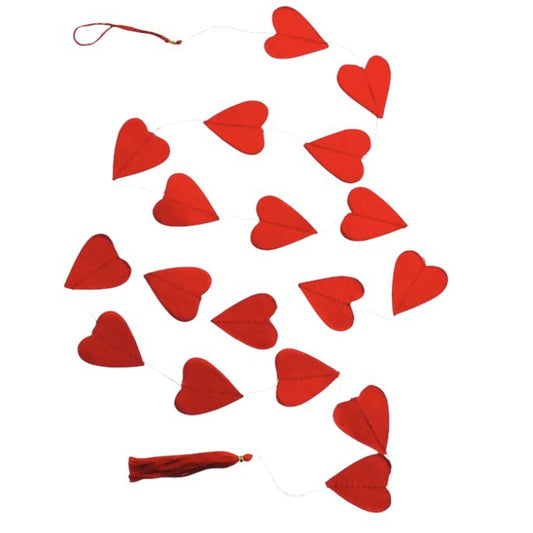 Luna-Leena Small Heart Garland rood - Eco Paper - handgemaakt in Nepal