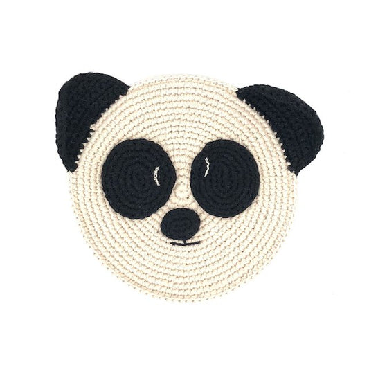 Luna-Leena panda plat knuffeldoekje met geluid - Biologisch katoen - Handgehaakt in Nepal