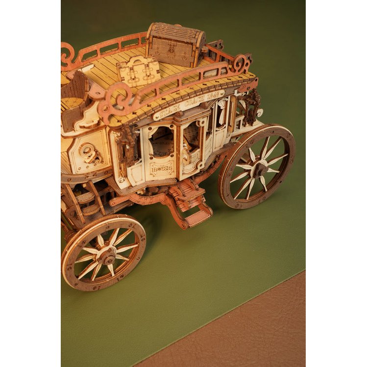 Robotime, Muziekdoosje Hout DIY 3D Mechanical Music Box Stagecoach/ Mechanische Muziekdoos Koets, AMKA1, 21,8x11,2x14,6cm