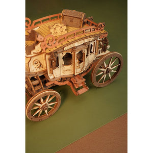 Robotime, Muziekdoosje Hout DIY 3D Mechanical Music Box Stagecoach/ Mechanische Muziekdoos Koets, AMKA1, 21,8x11,2x14,6cm