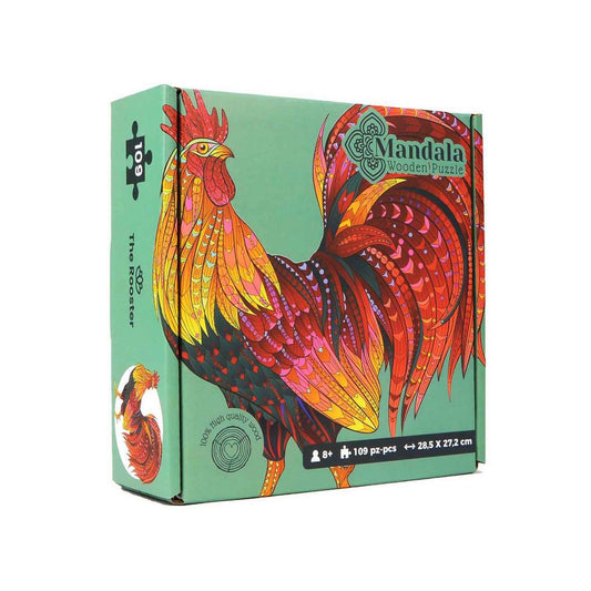 Logica Giochi Mandala Houten Legpuzzel Haan/ Rooster, 28,5x27,2 cm