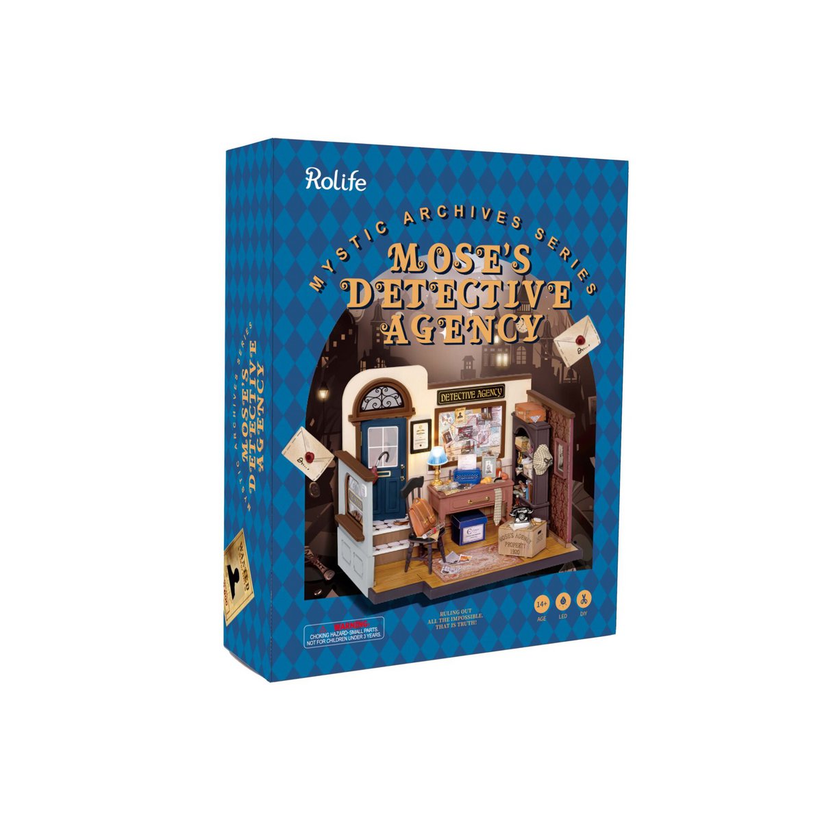 Robotime, DIY Huisje Mose's Detective Agency met LED verlichting