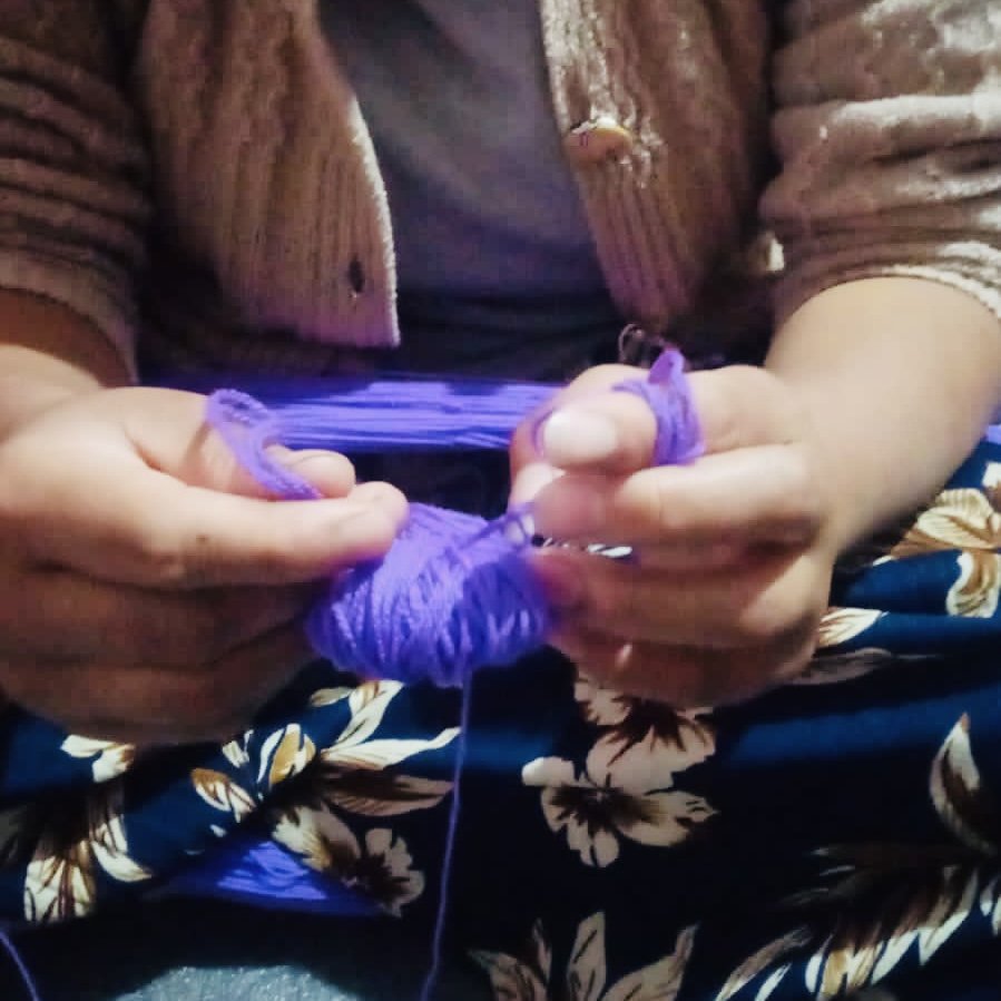 Luna-Leena 3x bloem 'Lisa' paars - zachte wol - Handgemaakt in Nepal