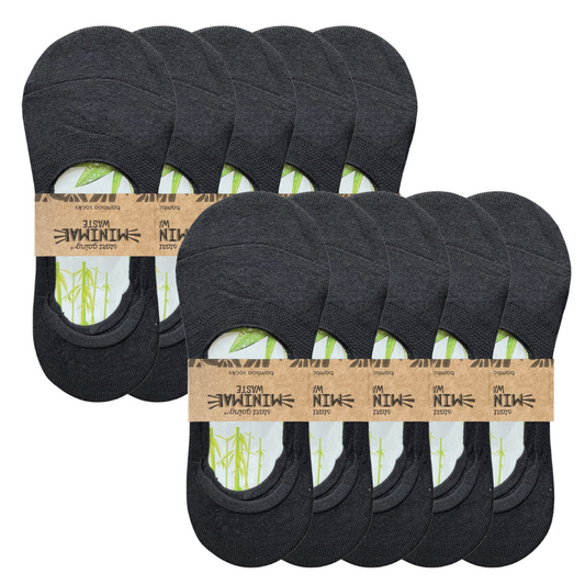 green-goose Bamboe Dames Footies - 10 paar - 85% Bamboe - Zwart - Maat 35-39