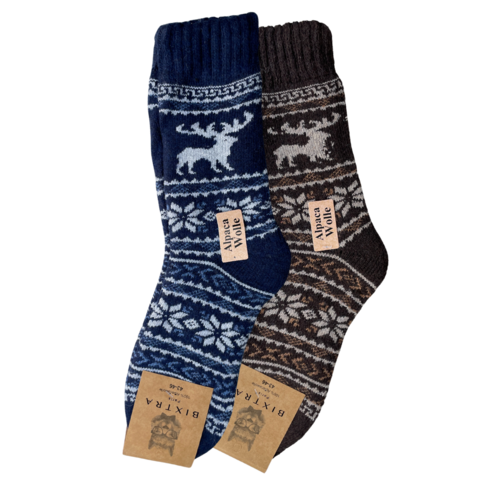 green-goose Alpaca Herensokken - 2 Paar - Rendier