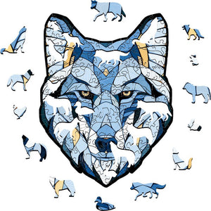 Eco Wood Art (EWA) Houten Legpuzzel Wolf, Size S, Houten Doos