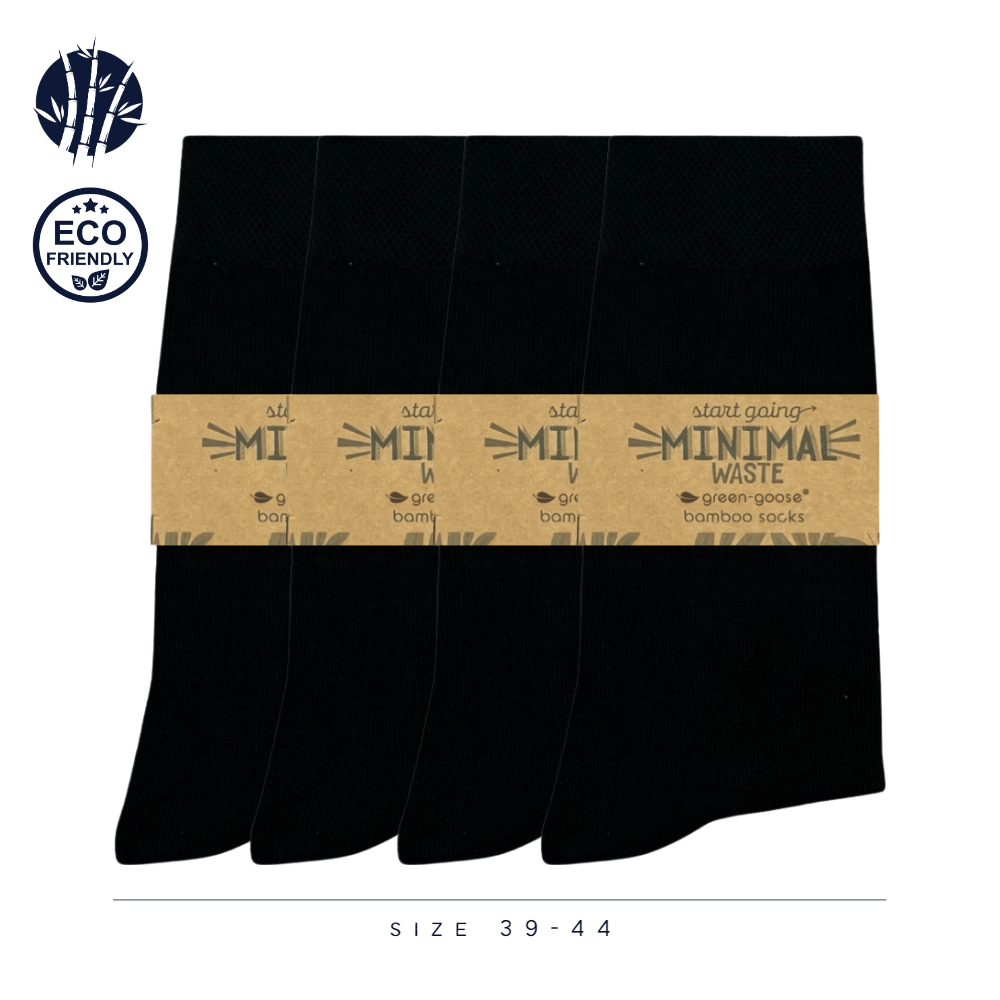 green-goose Bamboe Herensokken - 4 Paar - Zwart - Maat 39-44 - 85% Bamboe
