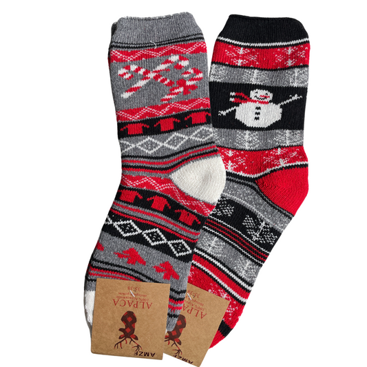 green-goose Alpaca Damessokken - 2 Paar - Kerst