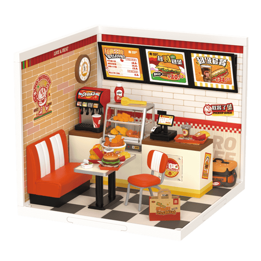 Robotime, DIY Huisje Super Creator Yum Yum Burgers, DW010, 16,3x16,3x15,2cm
